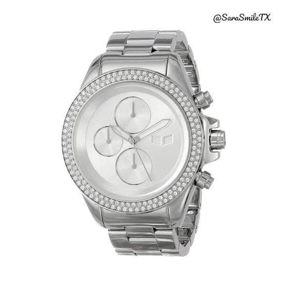 VESTAL ZR2018 Swarovski Silver Stainless Steel 43mm Watch - NWOT - Picture 1 of 15